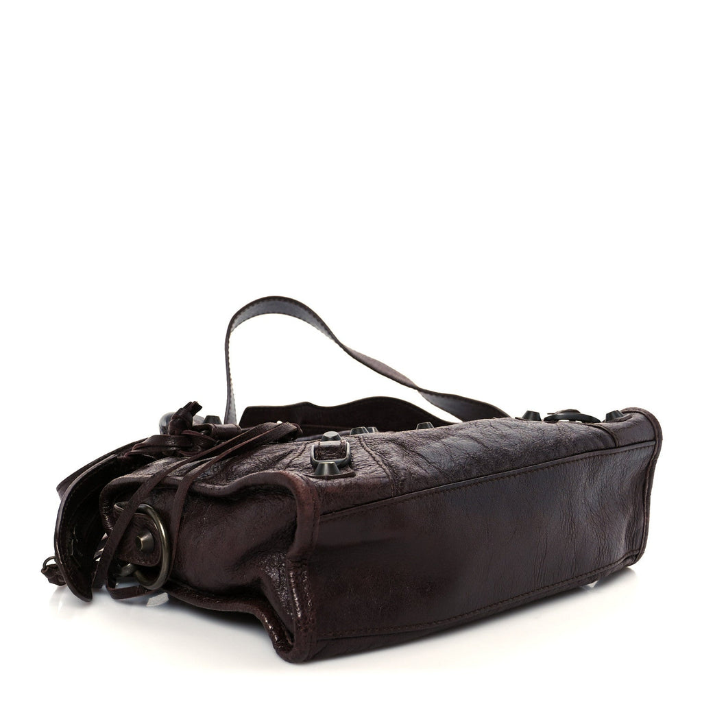 Balenciaga Agneau Classic Hardware Mini City Cigare Fonce