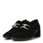 Chanel Shiny Calfskin Logo Loafers 38 Black