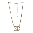 Chanel Crystal CC Pendant Necklace Gold