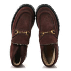 Gucci Suede Shearling Mens Harald Horsebit Ankle Boots 12 Light Brown Butterscotch