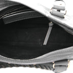 Balenciaga Chevre Silver Metallic Edge Hardware Mini City Bleu Acier
