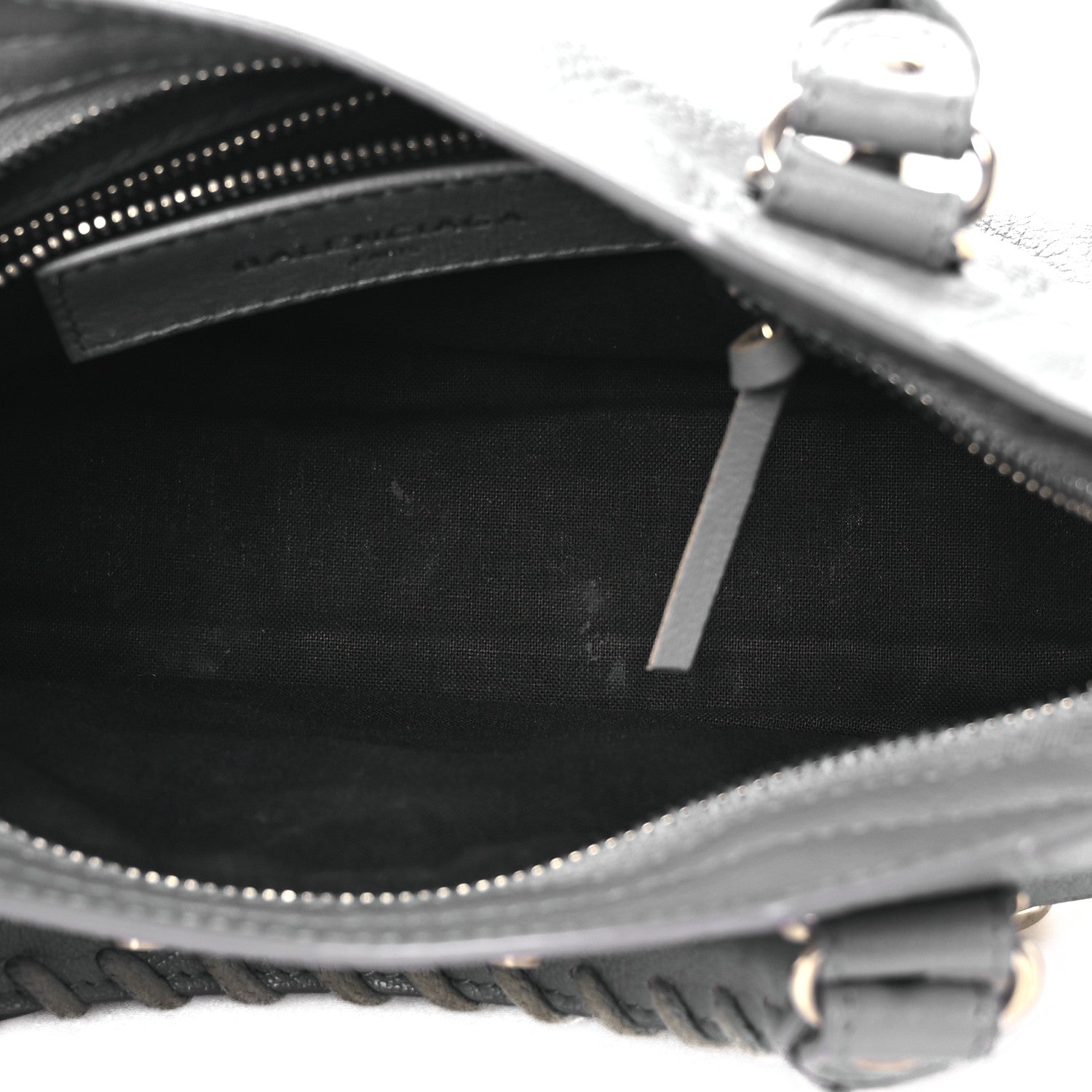 Balenciaga Chevre Silver Metallic Edge Hardware Mini City Bleu Acier