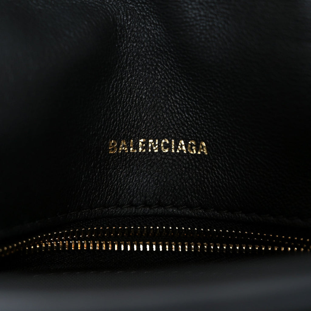 Balenciaga Crushed Calfskin Quilted Small Souvenirs Crush Chain Bag Black
