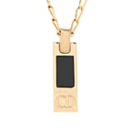 Christian Dior Metal CD Bar Necklace Gold Black