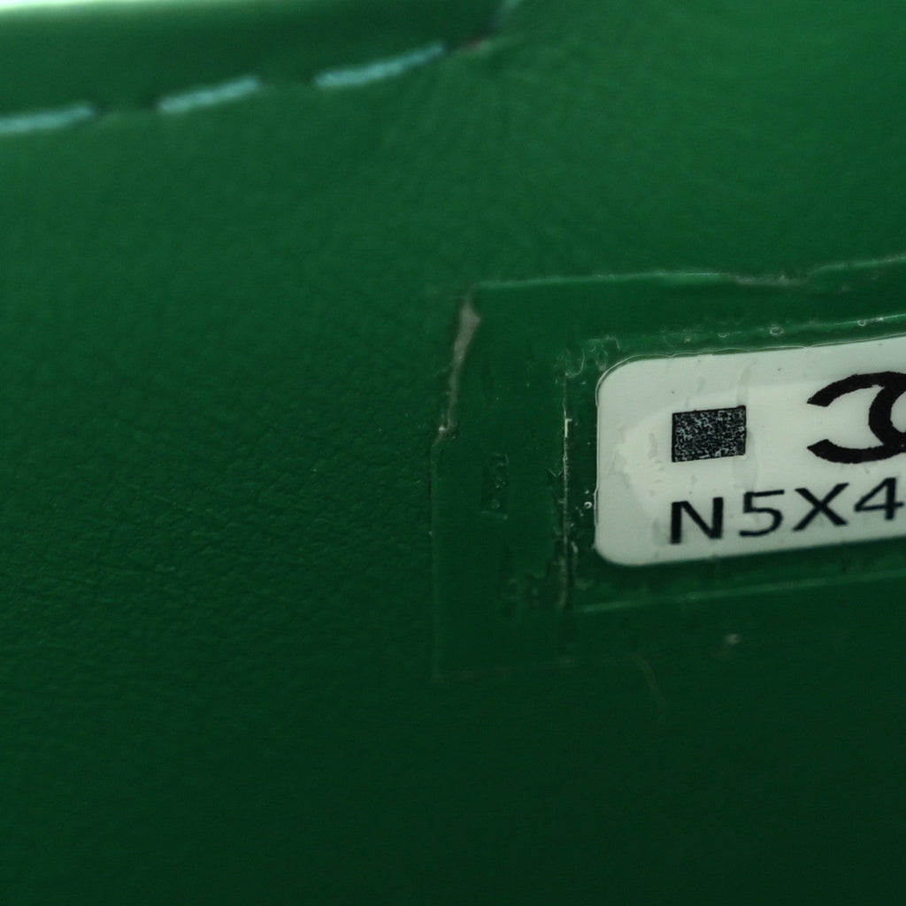 Chanel Shiny Aged Calfskin Quilted Mini Nano Kelly Shopper Green
