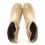 Chanel Calfskin Cap Toe Chain Short Boots 41 Beige