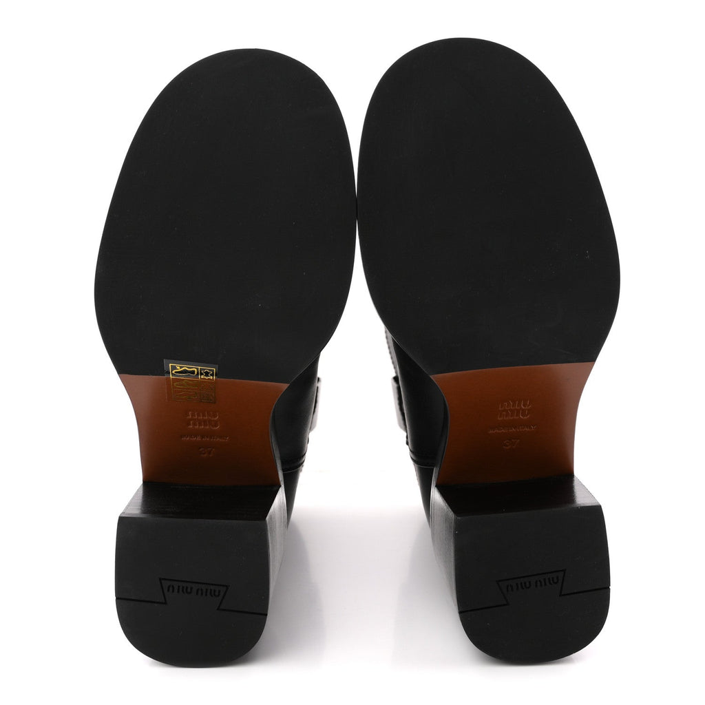 Miu Miu Calfskin Short Moto Boots 37 Black