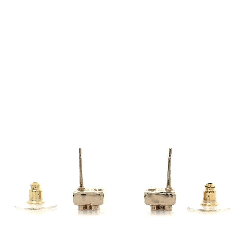 Chanel Metal Crystal Mini Square CC Earrings Gold