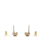 Chanel Metal Crystal Mini Square CC Earrings Gold