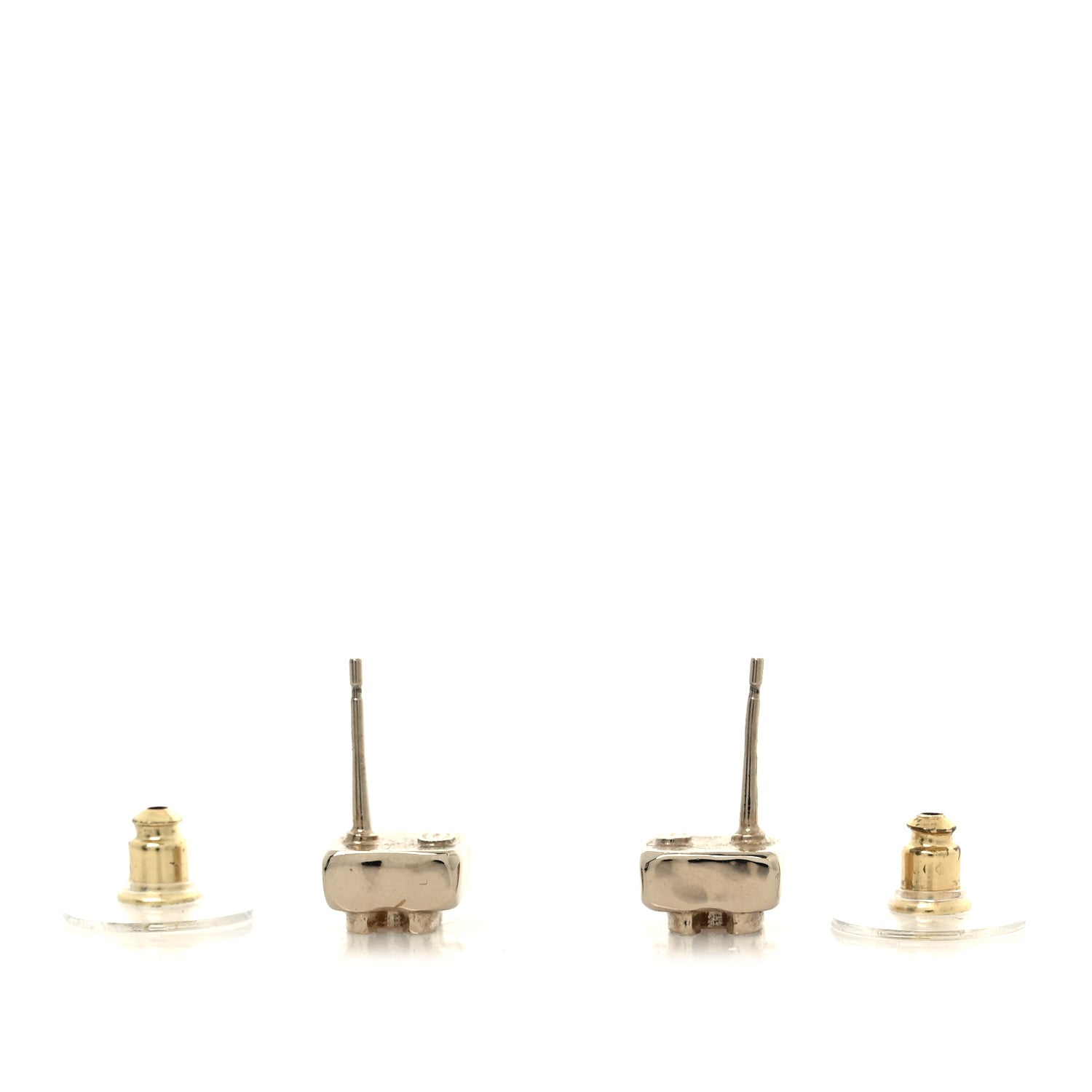 Chanel Metal Crystal Mini Square CC Earrings Gold