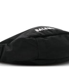 Balenciaga Recycled Sport Nylon Logo Embroidered Wheel Sling Bag Black White