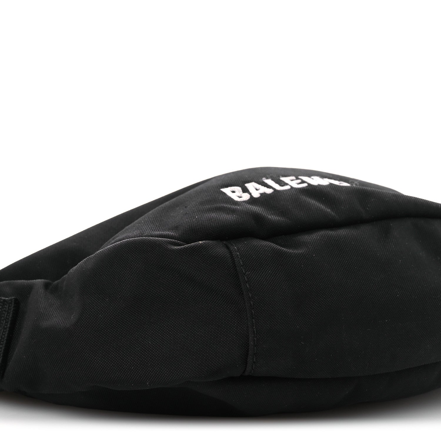 Balenciaga Recycled Sport Nylon Logo Embroidered Wheel Sling Bag Black White