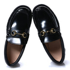 Gucci Magnum Calfskin Nappa Samoa Womens Horsebit Platform Chunky Lug Sole 40mm Loafers 35 Black