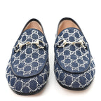 Gucci New Denim Crystal GG Monogram Womens 1953 Horsebit Jordaan Loafer 36 Blue