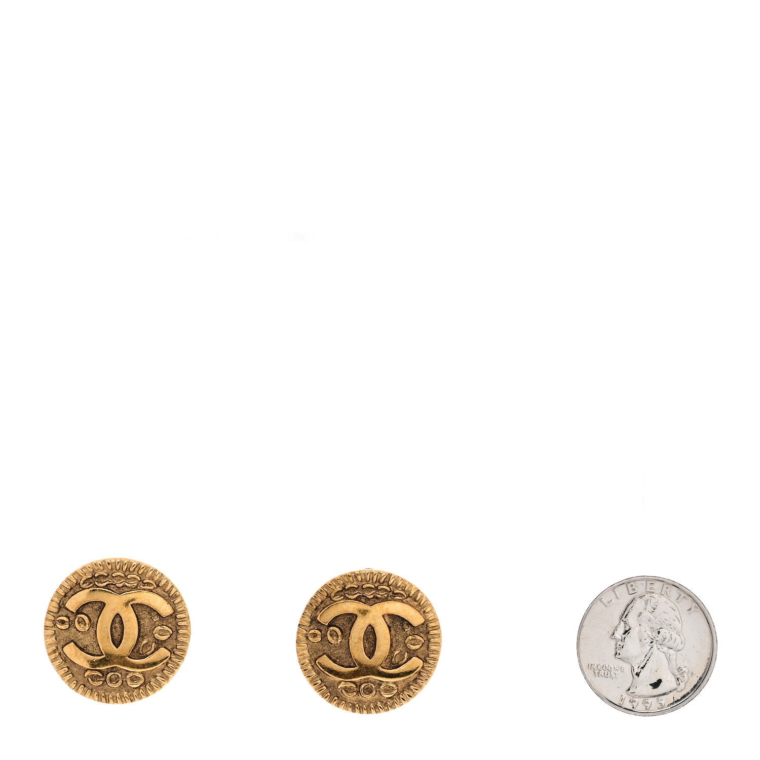 Chanel Round CC Clip On Earrings Gold