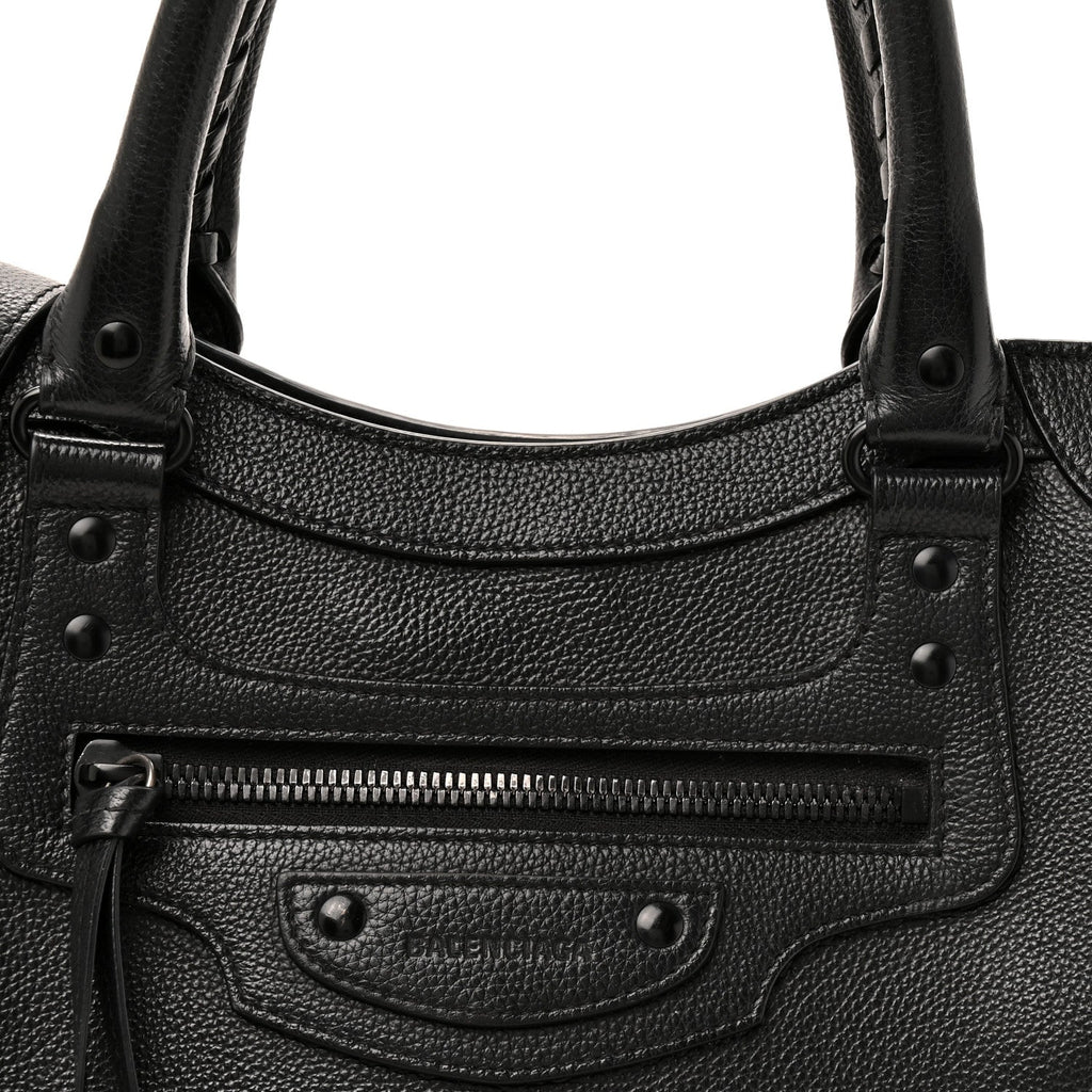 Balenciaga Grained Calfskin Neo Classic Black Hardware Medium City Black