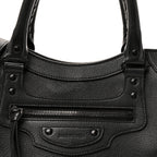 Balenciaga Grained Calfskin Neo Classic Black Hardware Medium City Black
