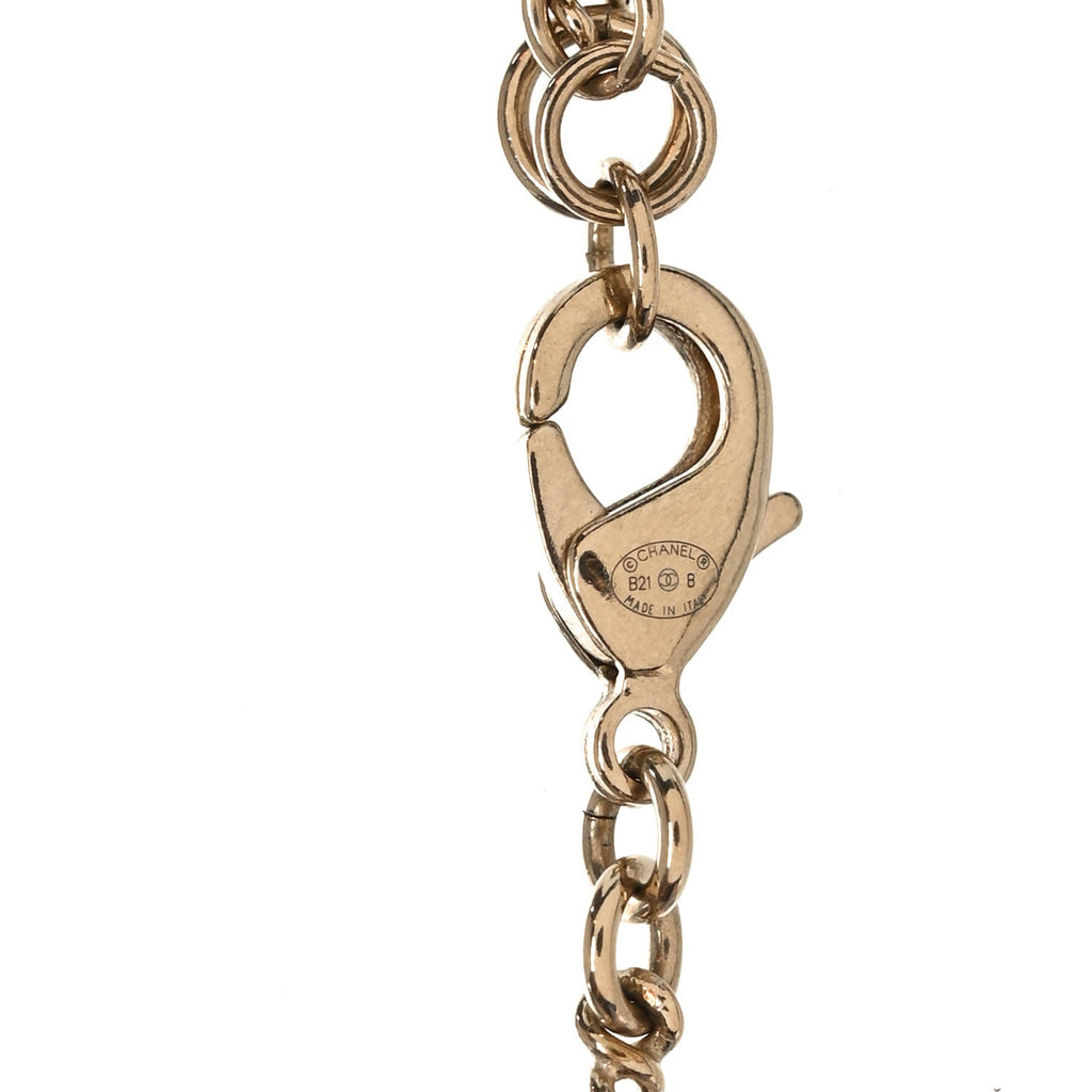 Chanel Crystal CC Pendant Necklace Gold