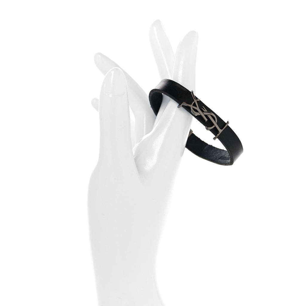 Saint Laurent Calfskin Opyum Bracelet S Black