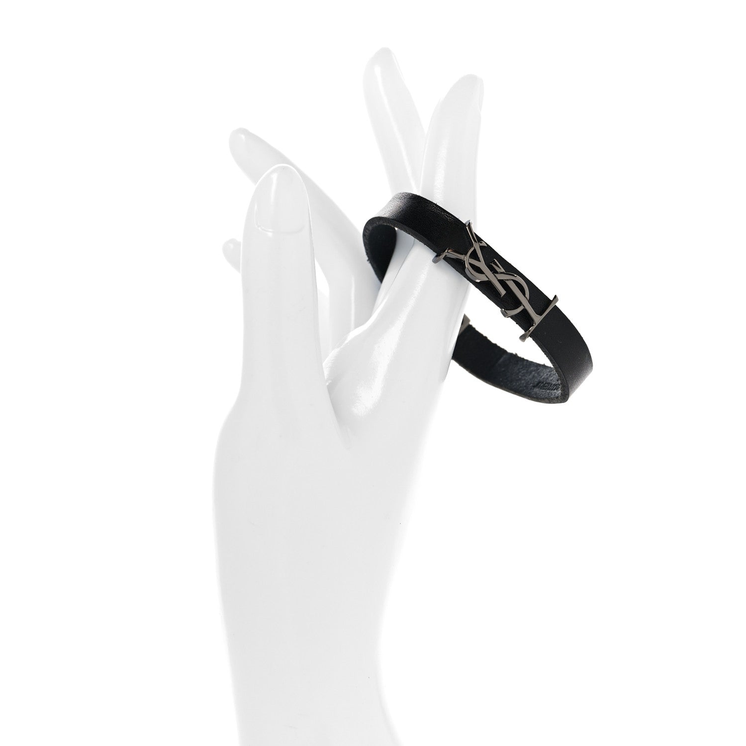 Saint Laurent Calfskin Opyum Bracelet S Black