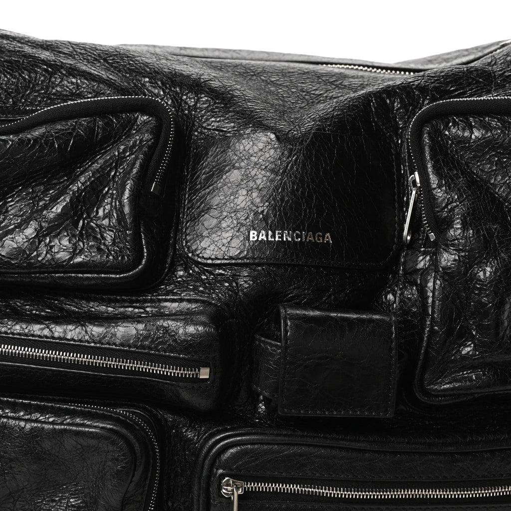 Balenciaga Agneau Arena Superbusy Large Sling Zip Shoulder Bag Black