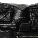Balenciaga Agneau Arena Superbusy Large Sling Zip Shoulder Bag Black