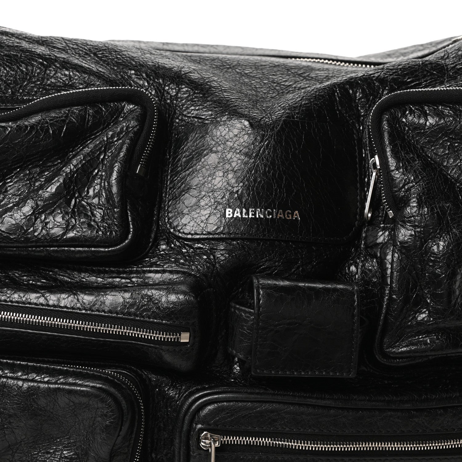 Balenciaga Agneau Arena Superbusy Large Sling Zip Shoulder Bag Black