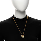 Chanel Crystal Pearl CC Africa Pendant Necklace Gold White