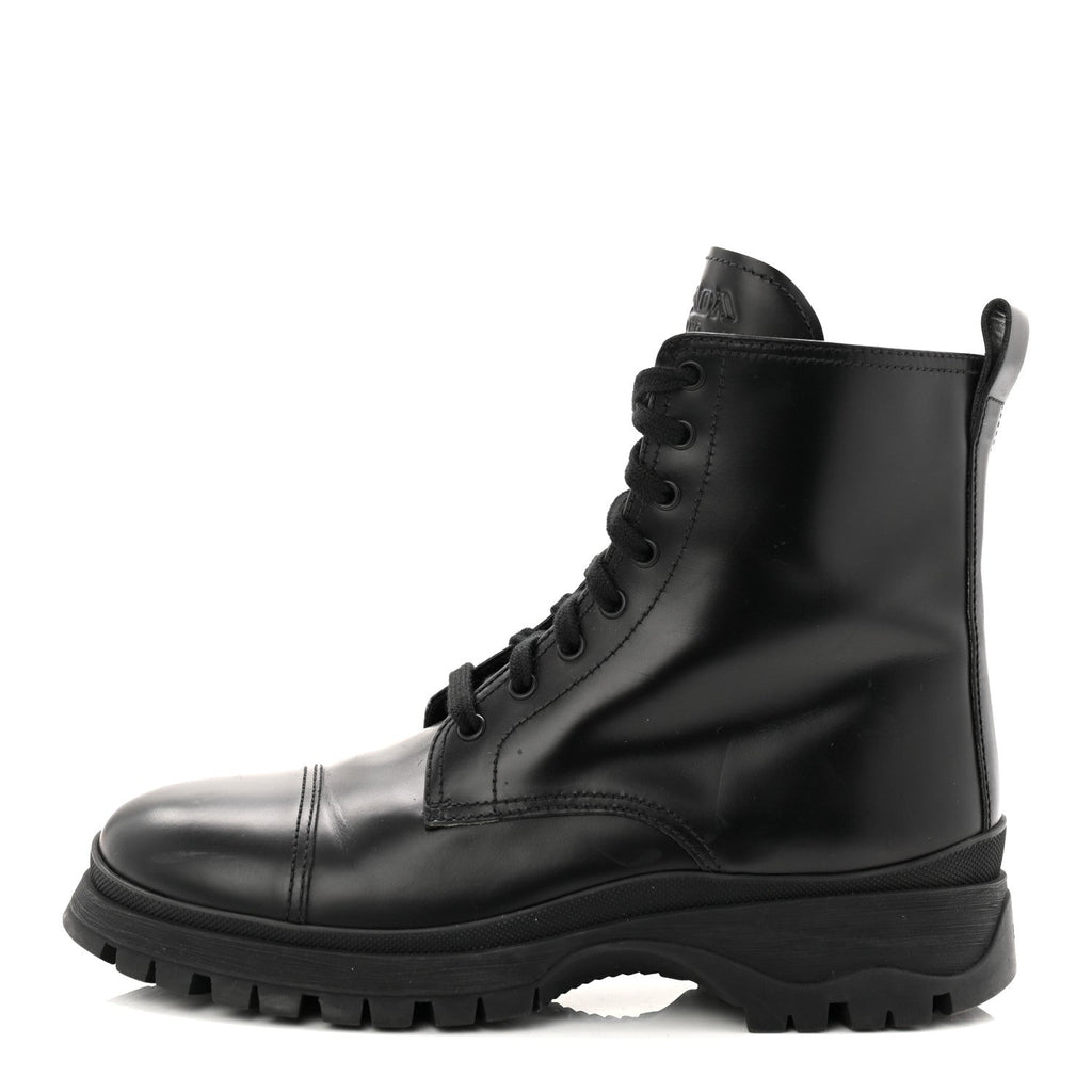 Prada Spazzolato Captoe 30mm Combat Boots 39 Black
