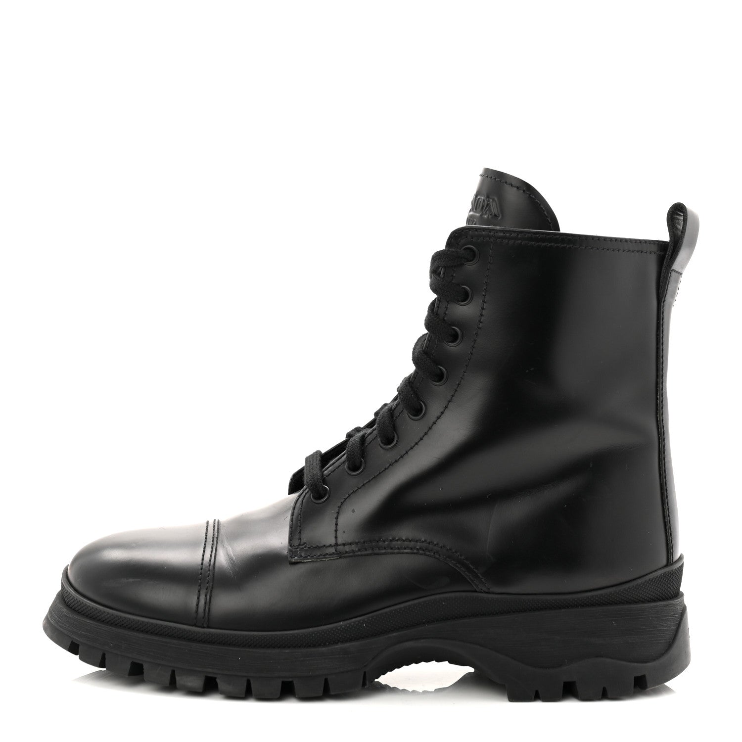 Prada Spazzolato Captoe 30mm Combat Boots 39 Black