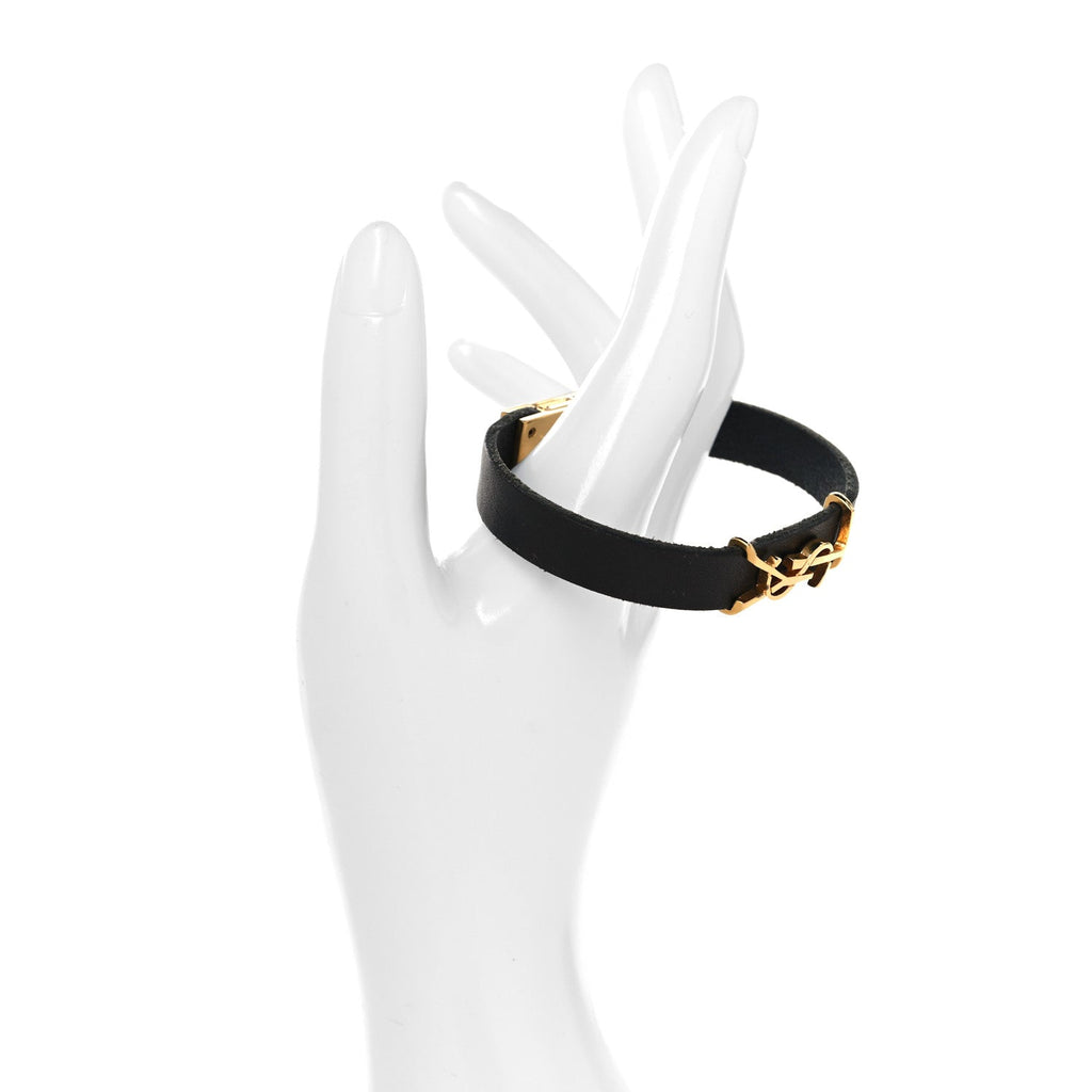 Saint Laurent Calfskin Monogram Bracelet M Black