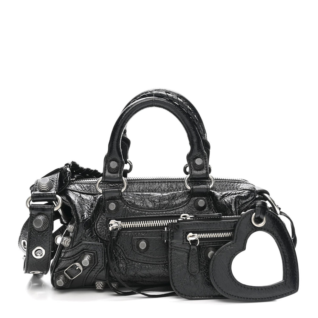 Balenciaga Agneau Arena Mini Le Cagole Duffle Crossbody Bag Black