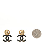 Chanel Pearl Resin CC Drop Earrings Gold Black