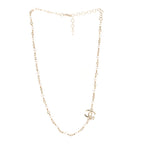 Chanel Pearl Crystal CC Flower Necklace Pearly White Light Gold