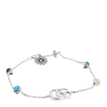 Gucci Sterling Silver Blue Topaz Mother of Pearl Resin Double G Flower Bracelet Turquoise