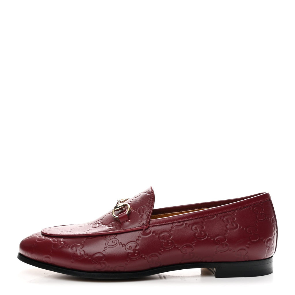 Gucci Betis Glamour Calfskin Guccissima Womens Jordaan Loafers 37.5 Rosso Ancora
