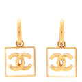 Chanel Metal Resin CC Square Drop Earrings Gold Transparent