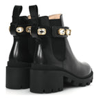 Gucci Calfskin Crystal GG Trip Chelsea Ankle Boots 35.5 Black