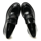 Prada Spazzolato Metal Triangle Logo 50mm Loafers 39 Black