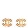 Chanel Metal Crystal Scarab CC Earrings Gold Multicolor