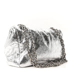 Balenciaga Metallized Arena Calfskin Medium Monaco Chain Shoulder Bag Silver