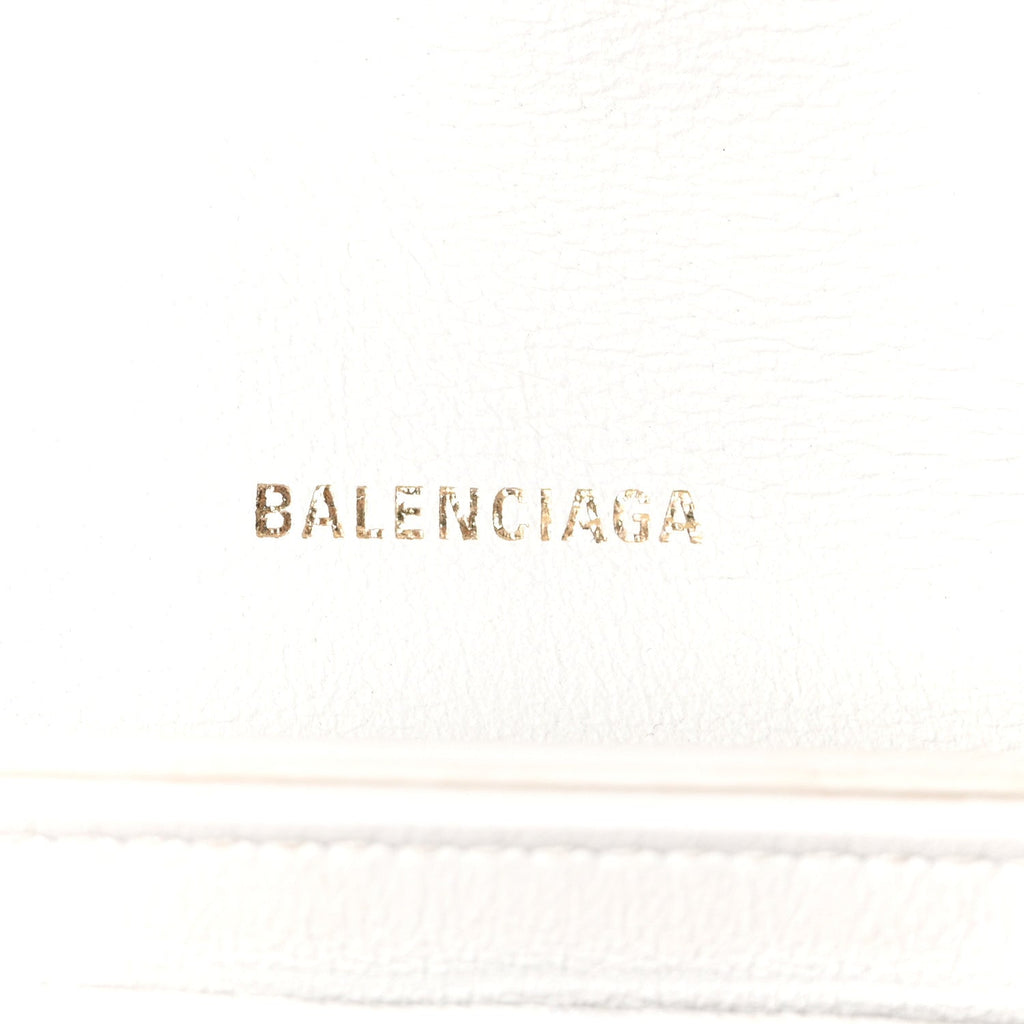 Balenciaga Calfskin Crocodile Small Crush Chain Bag White