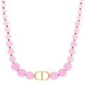Christian Dior Metal Resin Bead 30 Montaigne Choker Necklace Pink Gold