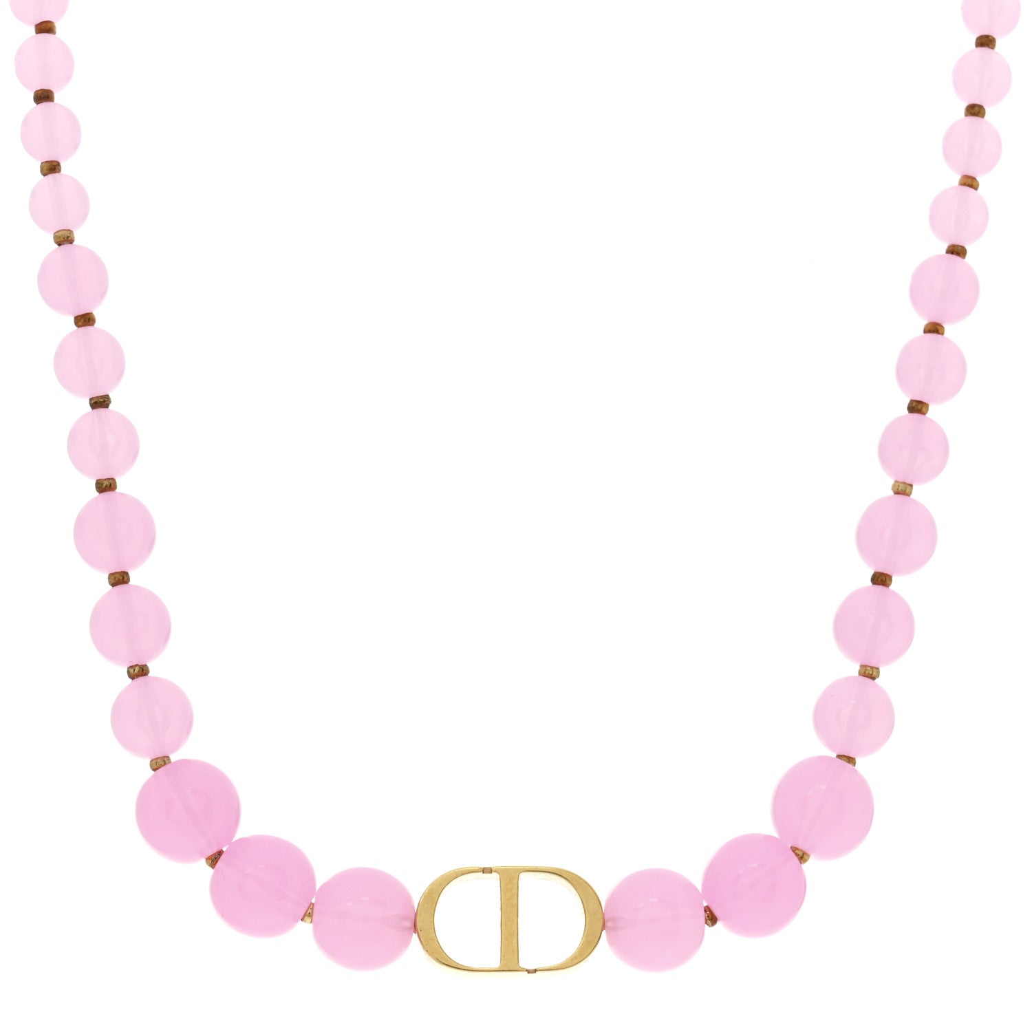 Christian Dior Metal Resin Bead 30 Montaigne Choker Necklace Pink Gold