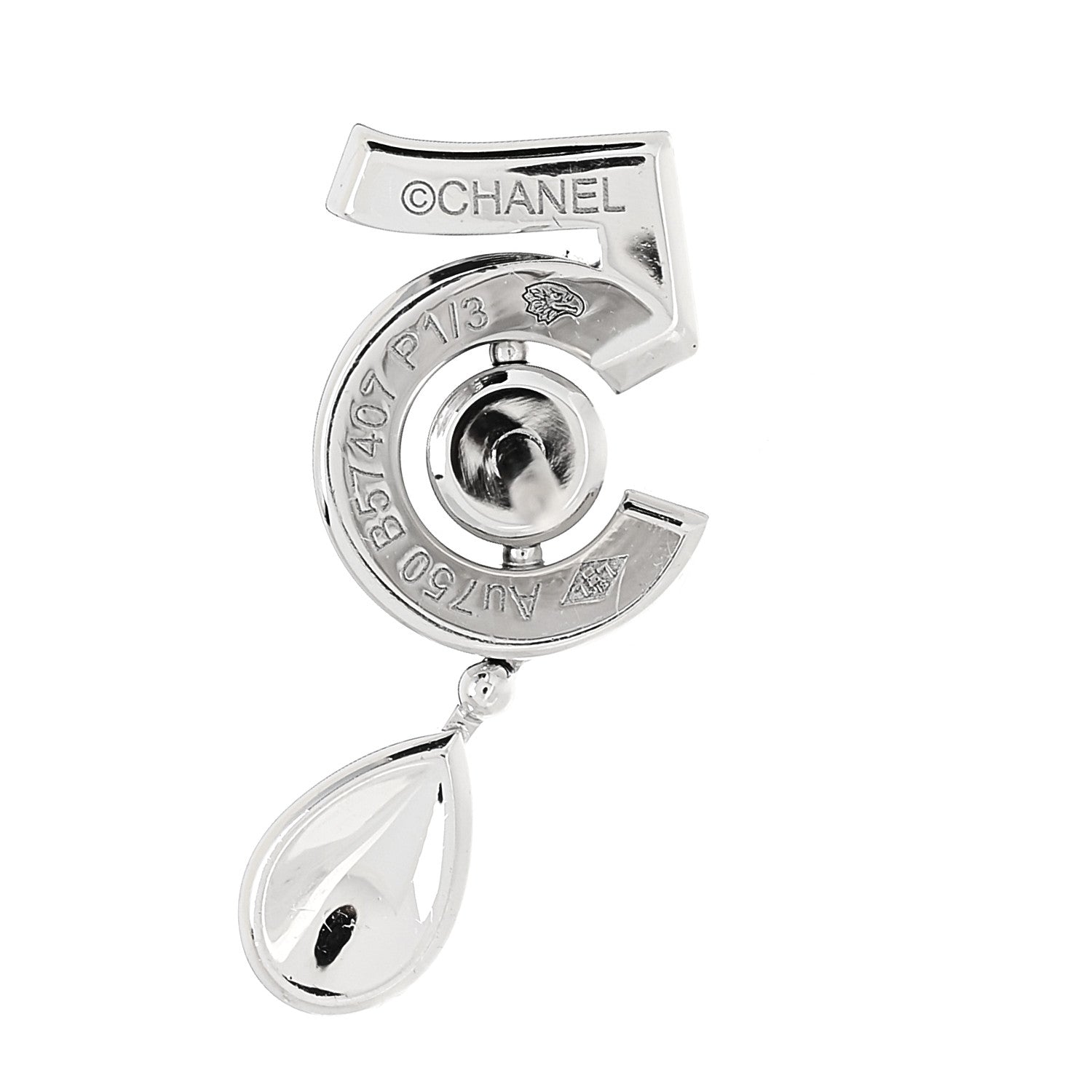Chanel 18K White Gold Diamond No 5 Transformable Earrings