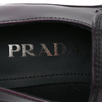 Prada Spazzolato Metal Triangle Logo 50mm Loafers 35 Cordovan