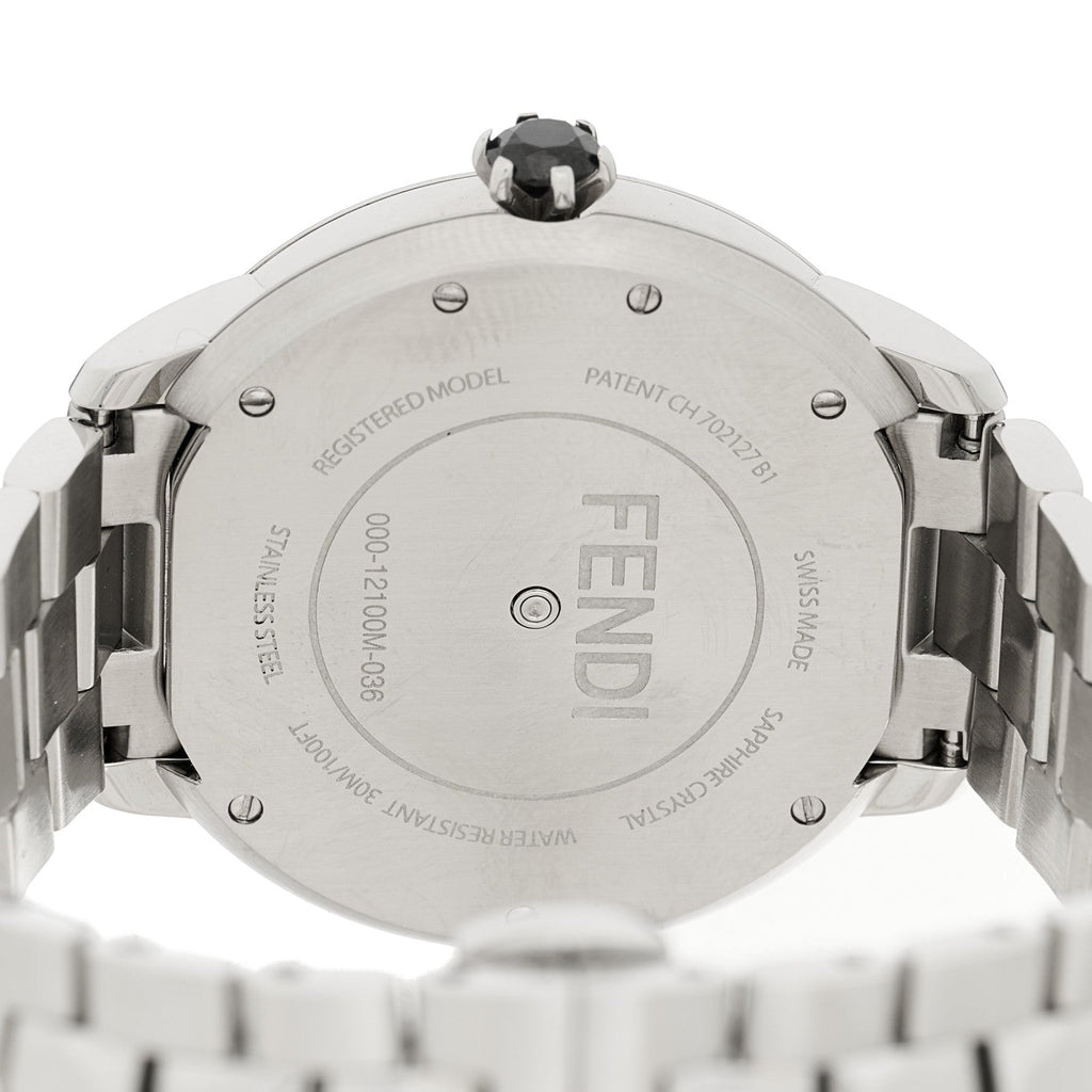 Fendi Stainless Steel Mother of Pearl Topaz Spinel 38mm Ishine Rotating Gem Two Tone Quartz Watch Black