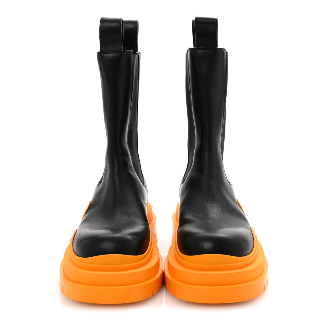 Bottega Veneta Calfskin The Tire Chelsea Boots 39 Black Tangerine