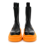 Bottega Veneta Calfskin The Tire Chelsea Boots 39 Black Tangerine