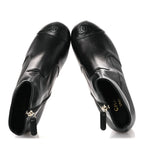 Chanel Stretch Lambskin Cap Toe CC Short Boots 36.5 Black